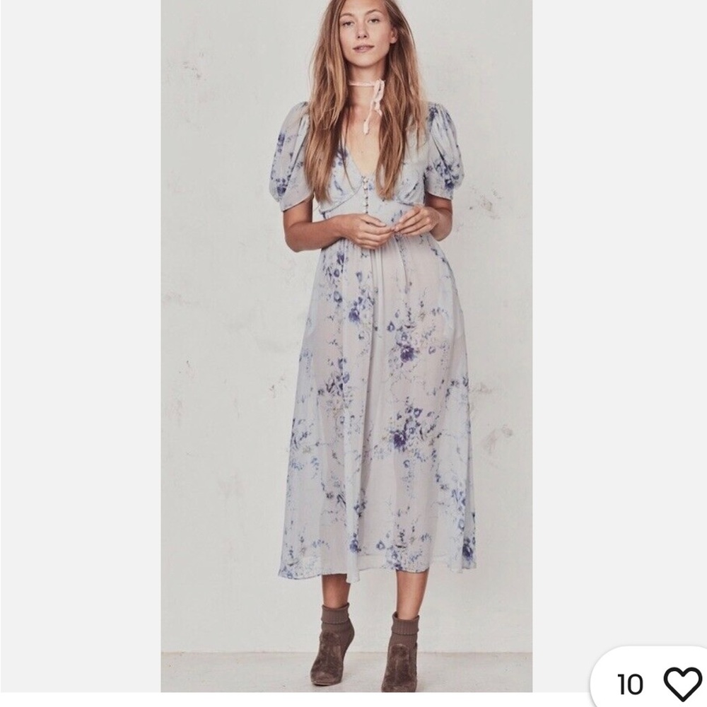 Loveshack Fancy Celestial Blue Floral Dress